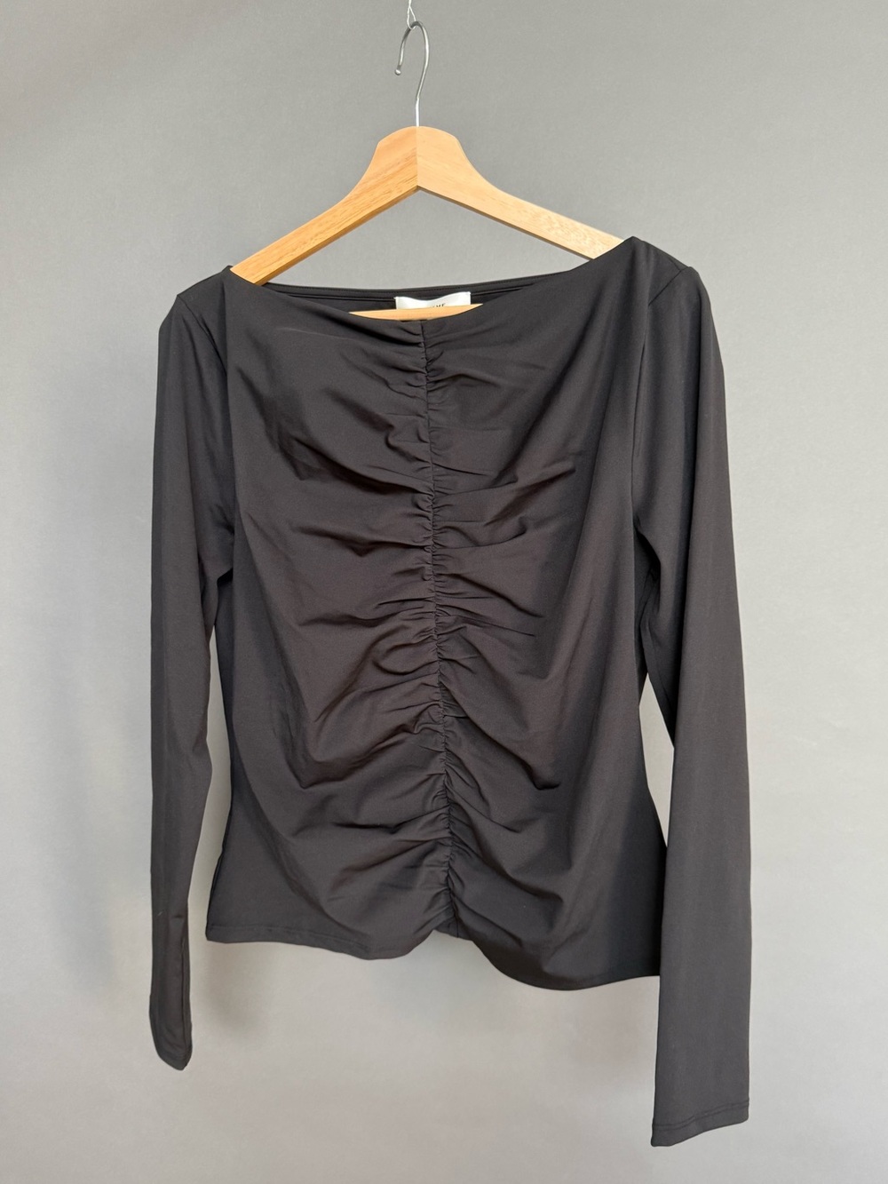 FRAME Black Ruched Long Sleeve Top NWT XL